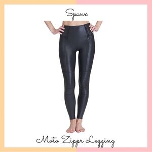 SPANX Shiny Black Moto Leggings